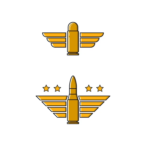 Militair Symbool Kogels Vleugels Logo Met Sterren Legerbadge — Stockvector