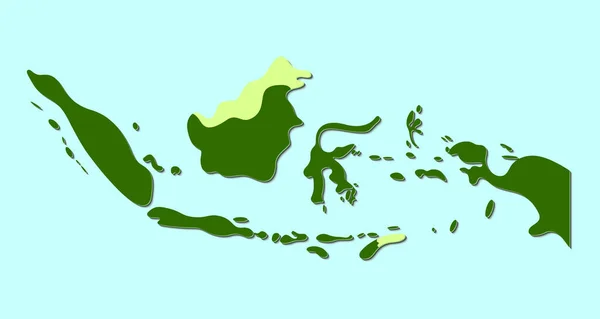 Indonesia Vector Map Dengan Soft Edge Style Ilustrasi Vektor Terisolasi - Stok Vektor