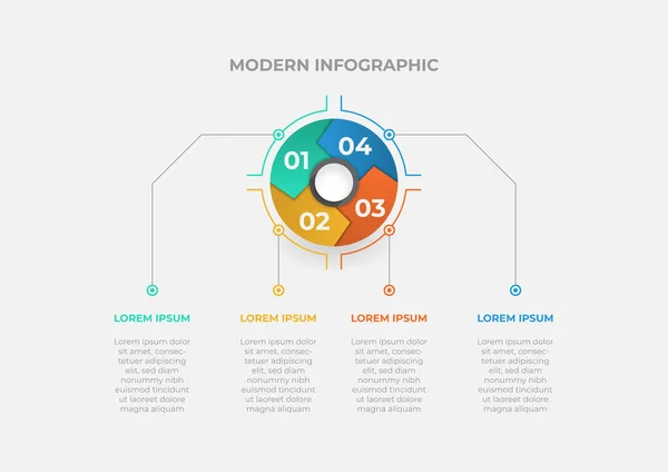 Modèle Infographique Moderne Diagramme Circulaire Avec Étapes Modèle Affaires Vectoriel — Image vectorielle