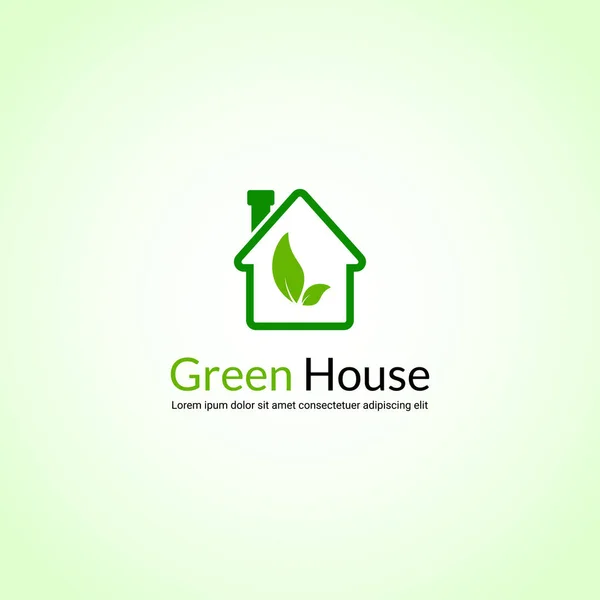 Egyszerű Egyedi Kreatív Üvegházi Logó Levél Ház Ikon Zöld Ökológia — Stock Vector