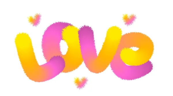 Mot Est Amour Brillant Coloré Moelleux Illustrations Vectorielles Dégradées Sur — Image vectorielle