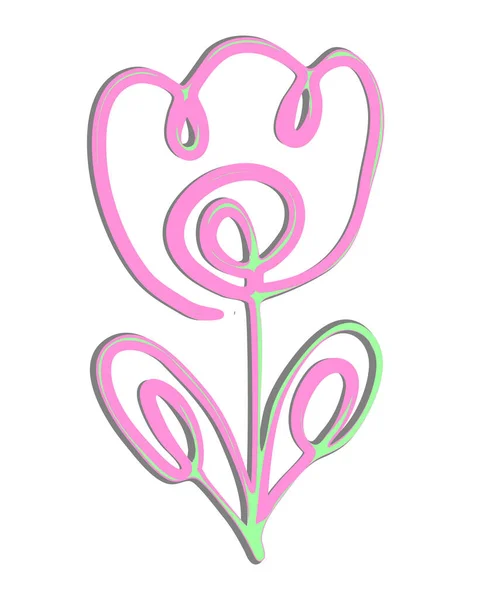 Une Fleur Dessinée Avec Des Lignes Sur Fond Blanc Vecteur — Image vectorielle