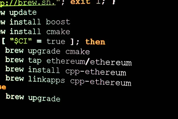 source code of Ethereum, open source framework for the creation of smart contracts for blockchain systems. System for creating cryptocurrencies and blockchain-based services. detail of the source code