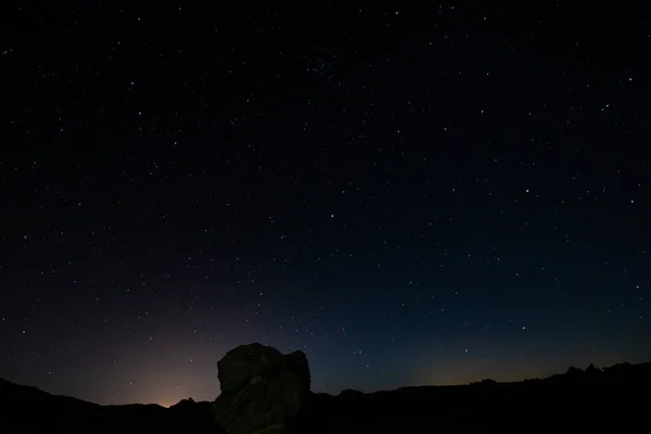 Fotos Noturnas Vulcão Teide Tenerife Imagens Céu Estrelado Noite Com — Fotografia de Stock