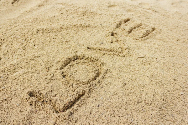 Love Word Written Sand Beach Natural Background Love Symbol — Stock Photo, Image