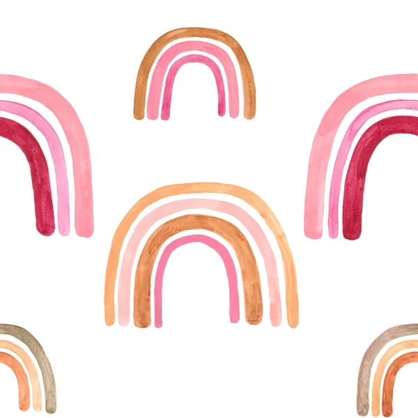 Watercolor pink rainbows seamless pattern