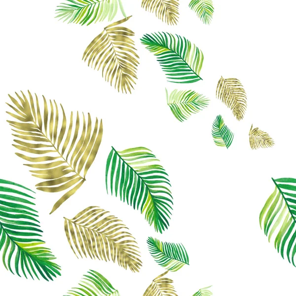 Watercolor tropical palm seamless pattern — Stok Foto