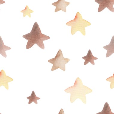 Watercolor stars rainbows seamless pattern