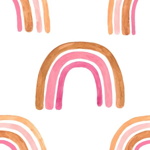 Watercolor pink rainbows seamless pattern