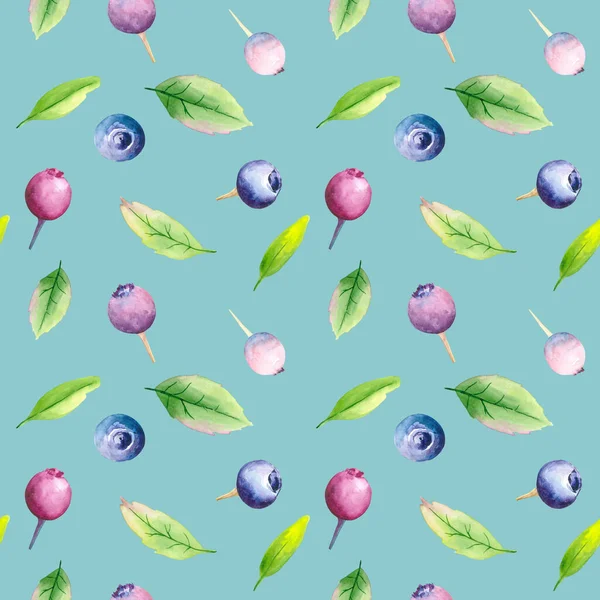Watercolor forest berry seamless pattern