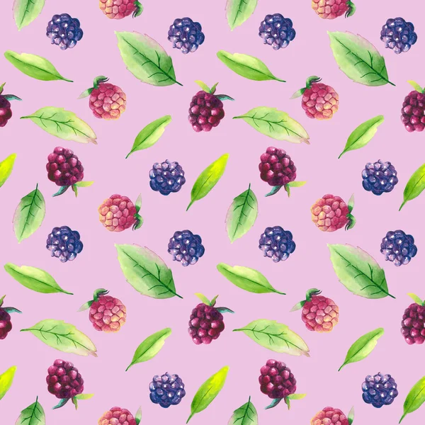 Watercolor forest berry seamless pattern — Stockfoto