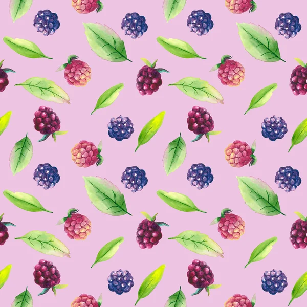 Watercolor forest berry seamless pattern