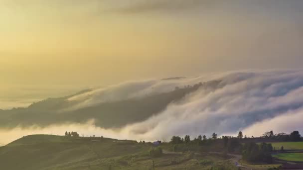 Tiempo Lapso Metraje Amanecer Movimiento Nubes Ranau Paraglding Park Zoom — Vídeos de Stock