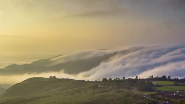 Tiempo Lapso Metraje Amanecer Movimiento Nubes Ranau Paraglding Park Zoom — Vídeos de Stock