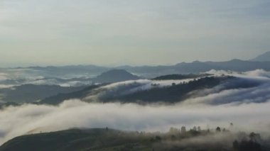 Zaman atlamalı görüntüler yağmur ormanları üzerinde sürüklenen bulutlar. RANAU PARK, SABAH, BORNEO 'da çekildi. zaman hızlandırma hareketi aşağı eğil