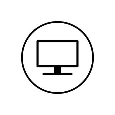 Bilgisayar simgesi. PC Simge vektörü. Bilgisayar monitörü simgesi. Düz PC sembolü.