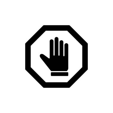 Web ve mobil uygulama için simge vektörünü durdur. Dur tabelası. Dur işareti ve sembol. Kırmızı tabelayı elle girmeyin