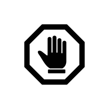 Web ve mobil uygulama için simge vektörünü durdur. Dur tabelası. Dur işareti ve sembol. Kırmızı tabelayı elle girmeyin