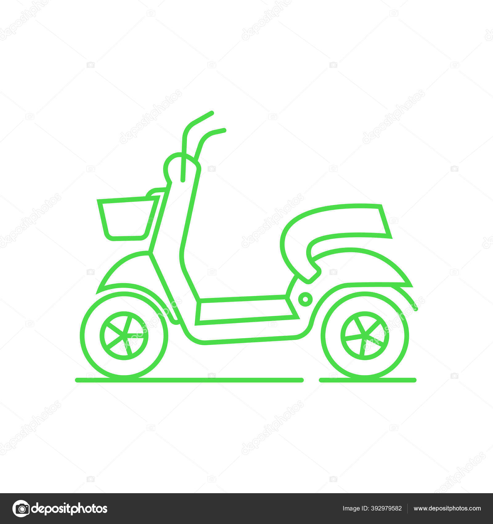 绿线图标租赁摩托车应用或服务租赁摩托车时常用的象形文字城市标志复古自行车隔离在白色背景快速食品递送的经典风格轮廓
