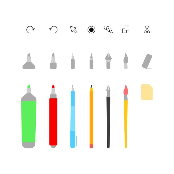 Outils Colorés Pour Créativité Concept Création Une Plateforme Pour Art — Image vectorielle
