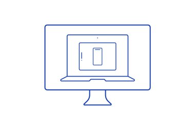 Farklı aygıtlar için ilgili web tasarımı. İnternet konsepti, www medya, okul programlama. Öğren css, html. Modern bilgisayar için dostluk sembolü. kullanılabilirlik resmi beyaz arkaplanda izole edildi