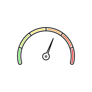 renk hız göstergesi risk simgesi. Araba hızı ya da ruh hali konsepti müşteriler, hazırlık süreci, gerilim haberleri, ifade başarısı. İnternetteki indirme sembolü. beyaz arkaplanda düz tabela