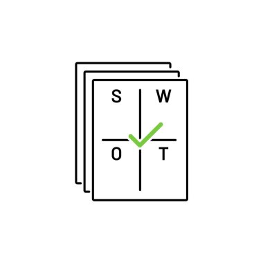 Swot Analiz Şirketi ikon büyütüyor. Gelecekteki şirket için bir plan ve hedef oluşturma kavramı, yönetim ekonomik stratejisi, başarı için proje eylemleri. doğrusal işaret beyaz üzerine izole edildi