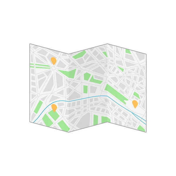 Mapa Papel Triple Ciudad Concepto Tipo Zona Urbana Lugar Con — Vector de stock