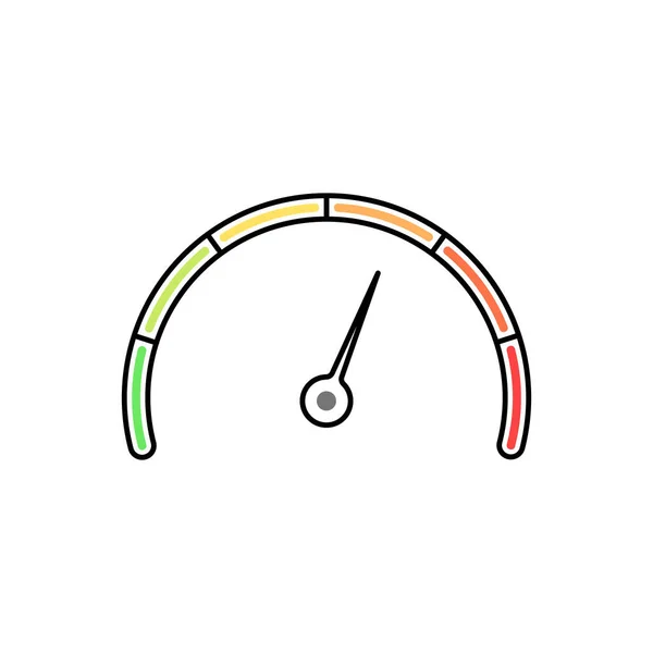 Kleur Snelheidsmeter Risico Pictogram Concept Van Snelheid Van Auto Het — Stockvector