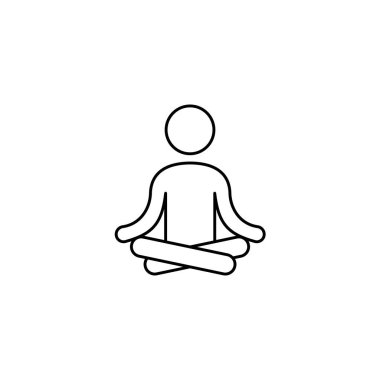 Nilüfer pozisyonunda doğrusal yogi. Konsantrasyon konsepti, durgun duruş, esneme egzersizi, çevrimiçi öğretim, kaplıcada, ofiste ya da evde spor öğrenme. beyaz arkaplanda siyah basit işaret