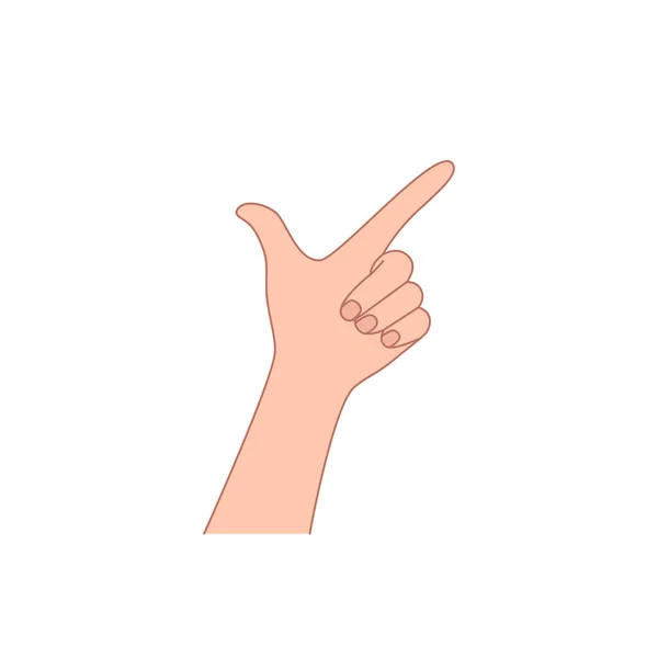 指のジェスチャーで手を振る 人気のシンボルっていうのは簡単に言うといいんだけどね 人間の手首の手のひらをデザインします 白い背景にシンプルな肉色の看板 — ストックベクタ