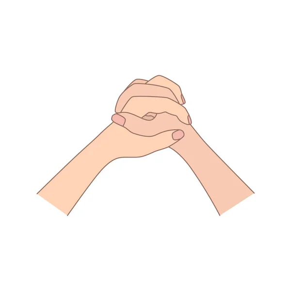 Две Молитвенные Руки Плоская Икона Концепция Просьбы Прощении Добровольного Пожертвования — стоковый вектор