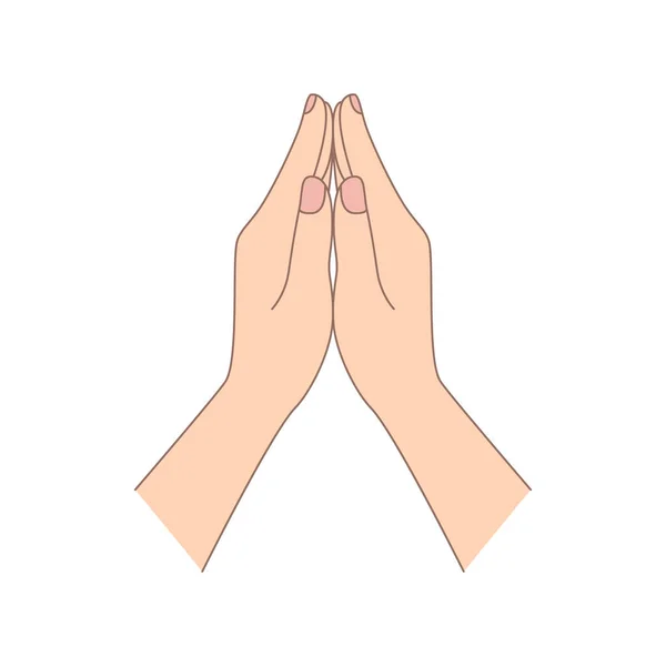 Dvě Ruce Modlící Pozici Koncept Důvěry Lásky Meditace Umění Duchovní — Stockový vektor