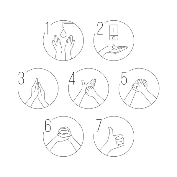 Instruksi Cara Mencuci Tangan Rekomendasi Medis Grafis Untuk Penggunaan Kebersihan - Stok Vektor