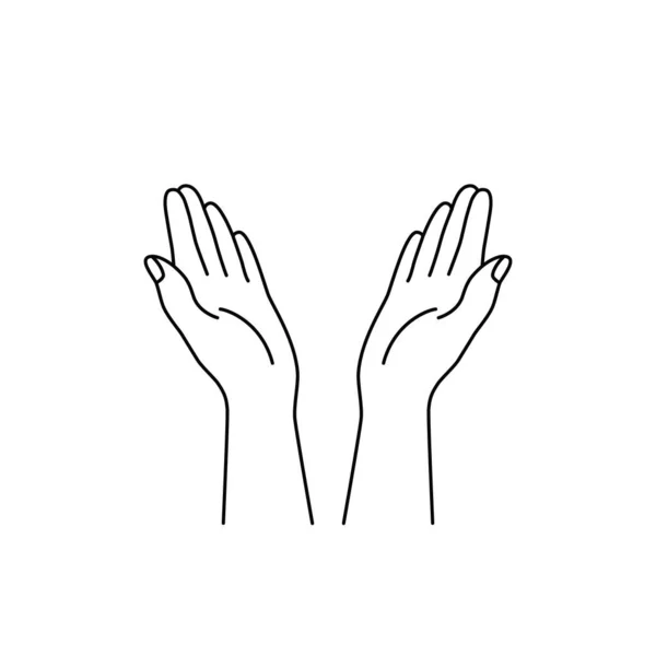 Linear Hands Raised Icon Prayer Sign Religions Islam Christianity Buddhism Royalty Free Stock Illustrations