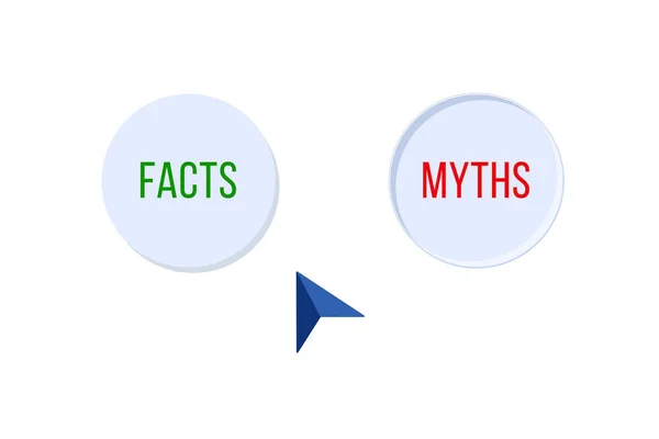 Dua Tombol Fakta Mitos Simbol Dari Penjajaran Info Benar Dan - Stok Vektor