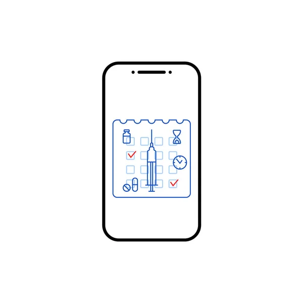 Calendario Tratamiento Lineal Icono Del Teléfono Idea Utilizar Ciencia Digital — Vector de stock