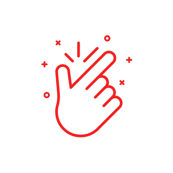 細い線のスナップアイコン 指をちらつきさせるために人気の面白いシンボルの概念 すべてが簡単です意味します ユーレカ 問題ありません 人間のグラフィックデザインの腕 白地に赤のシンプルな看板 — ストックベクタ