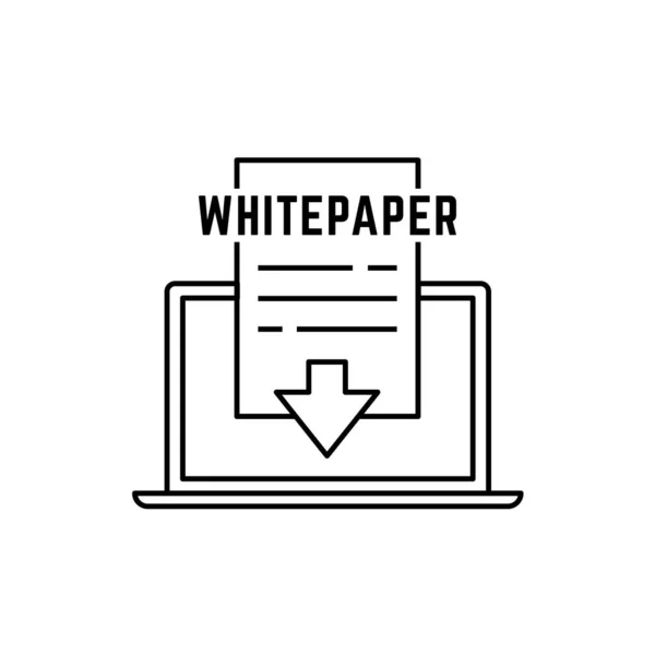 Whitepaper Lineal Icono Del Ordenador Portátil Concepto Oferta Inicial Símbolo — Vector de stock