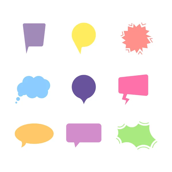 Conjunto Tonos Brillantes Burbujas Habla Dibujar Pegatinas Expresar Emociones Discusión — Vector de stock