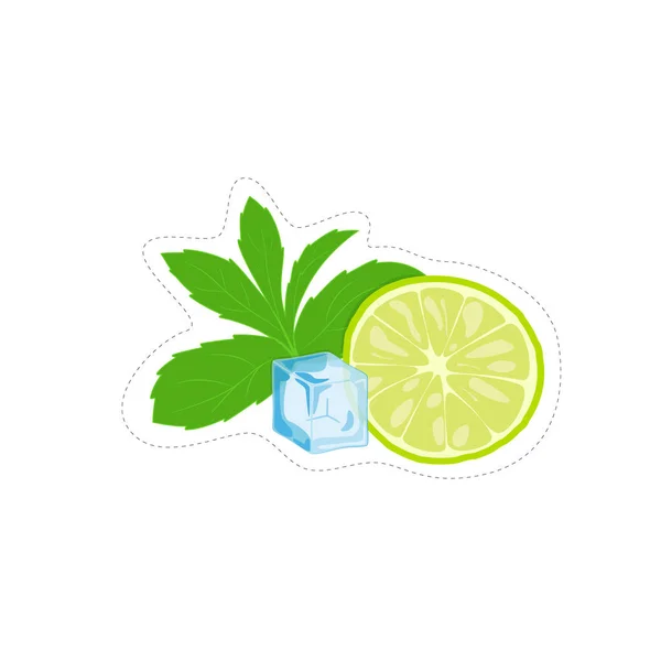 Lima Menta Hielo Concepto Una Comida Colorida Dulce Fruta Bebidas — Vector de stock