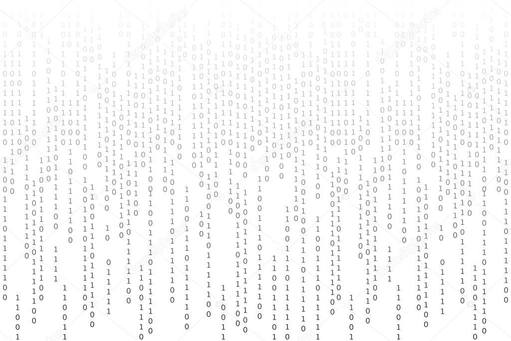 one zero programming code. concept of text or letter with many 1 and 0. modern graphic cryptogram file. cypher security space. numbers of the computer matrix. simple signs on white background