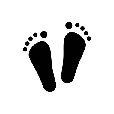 düz siyah ayak ikonu. Kozmetik konsepti ve ayak bakımı, spa, masaj, refleksoloji. Uygulama ve site için baskı veya web logosu sembolü. Beyaz arkaplanda basit işaret izole edildi