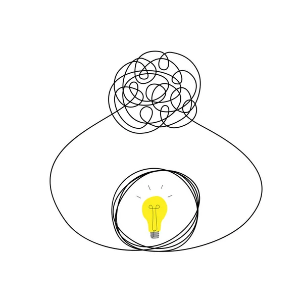 Tangled Untangled Thread Lamp Concept Stupid Genius Mood Stuck Process — Stock Vector