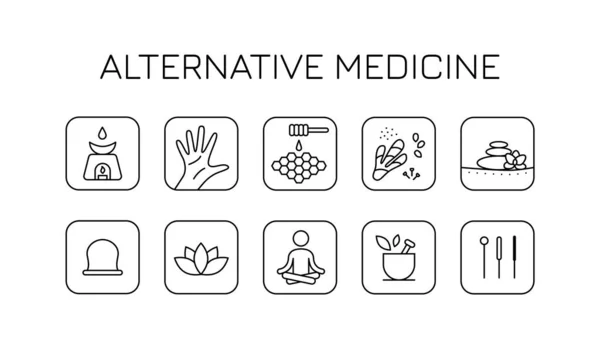 Siyah alternatif tıp ikonları ayarlandı. Vücut ve ruh bakımı konsepti, refleksoloji, reiki metodoloji, enerji çiçeği, tibet güzellik prosedürü. minimal doğrusal tasarım. Beyaz arkaplanda basit işaretler