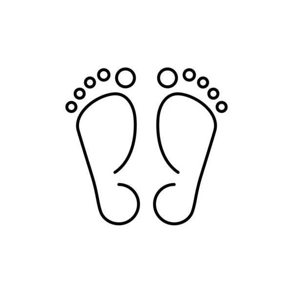 线形黑脚图标 化妆品的概念和程序 用于足部护理 用于打印的涂鸦符号或用于应用程序 站点的网页标识 白色背景上孤立的简单标志 — 图库矢量图片