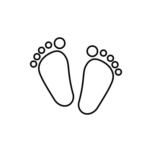 Lineaire Kind Voet Pictogram Concept Van Eerste Wandeling Twee Kleine — Stockvector