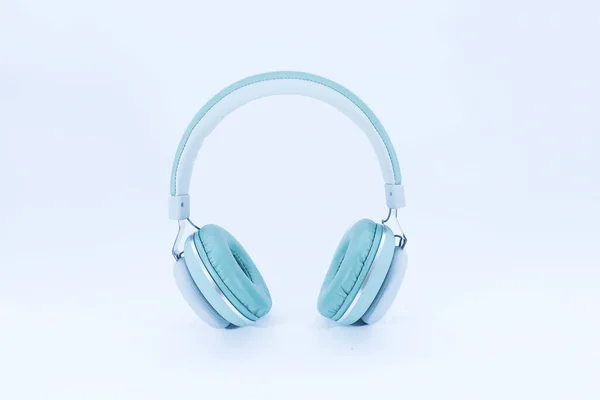 Blueish Color Headphone White Background — Stock Photo, Image