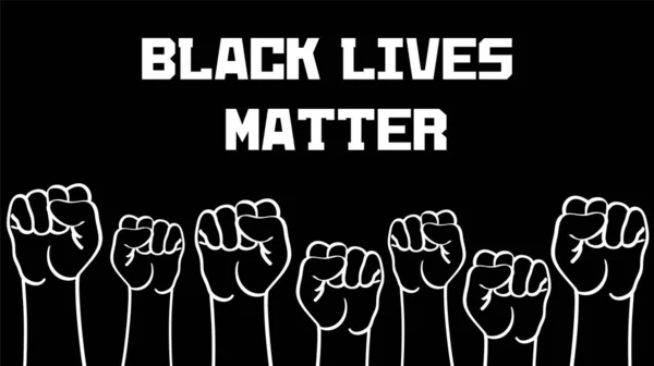 Las Vidas Los Negros Importan Ilustración Puños Personas Protesta Pacífica — Vector de stock
