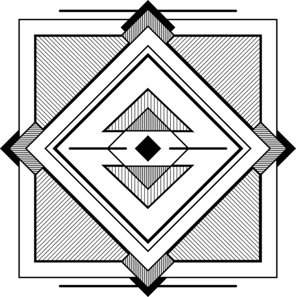 Geometrik siyah beyaz desen. Yumurtadan çıkıyor ve şekilleri örtüyor. İnce çizgili bir tabela. Bir kare içinde üçgenler ve eşkenar dörtgenler. Vektör çizgisi çizimi izole edildi.